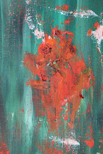 modern art orange, white, and teal abstract painting canvas